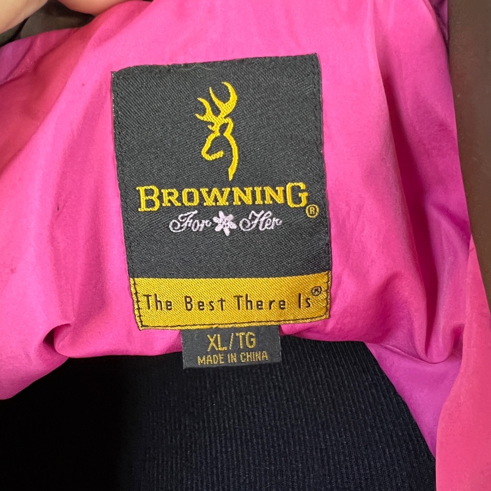 Browning Women’s Goose Down Puffer Jacket Brown Pink Full Zip Size XL - Picture 7 of 8
